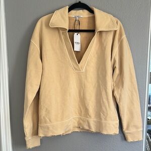 NWT Serra  Tan V-Neck Sweatshirt M